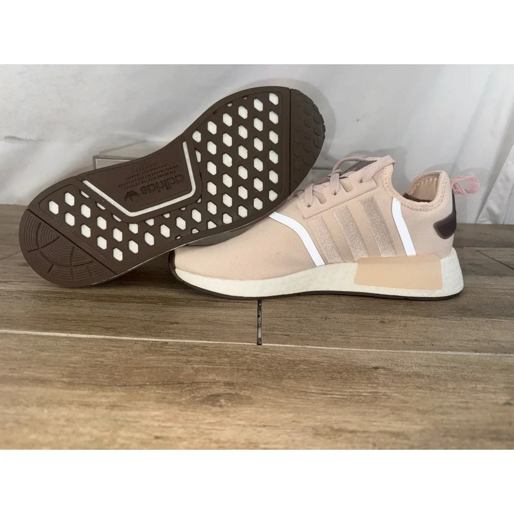 Adidas NMD R1 Women's Peach Beige‎ White Stripes Casual Sneakers Shoes Size 9.5